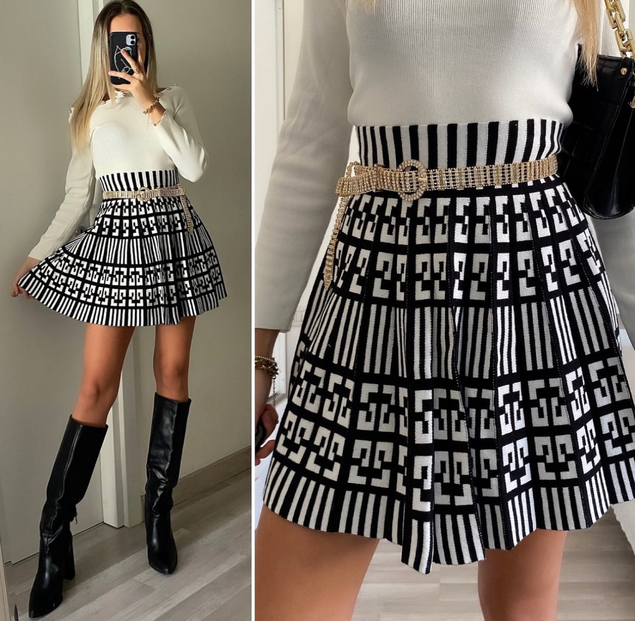 Jupe plissé avec motifs