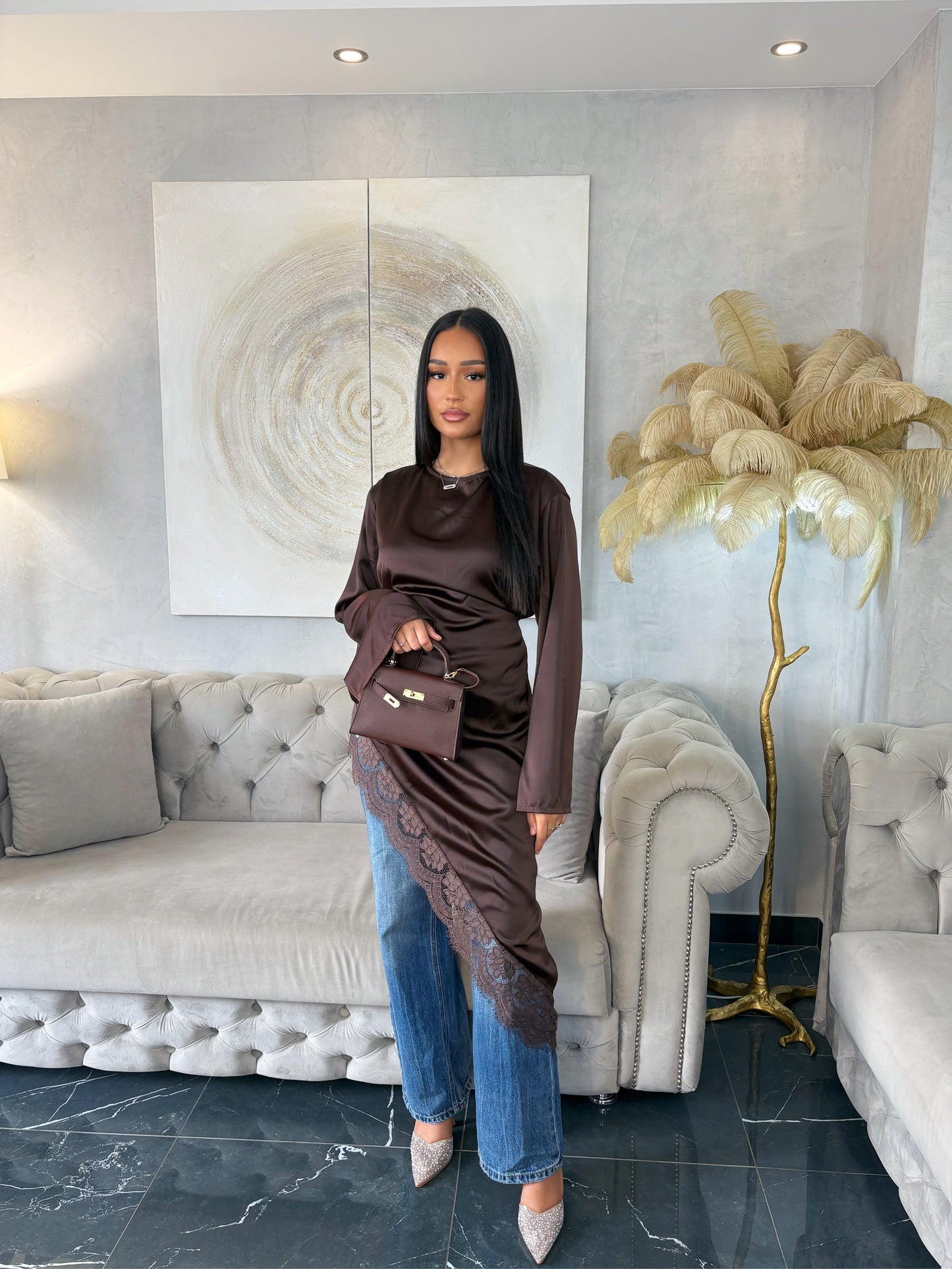 Chemise longue avec dentelle