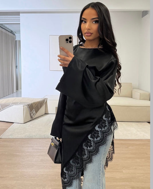 Chemise longue avec dentelle