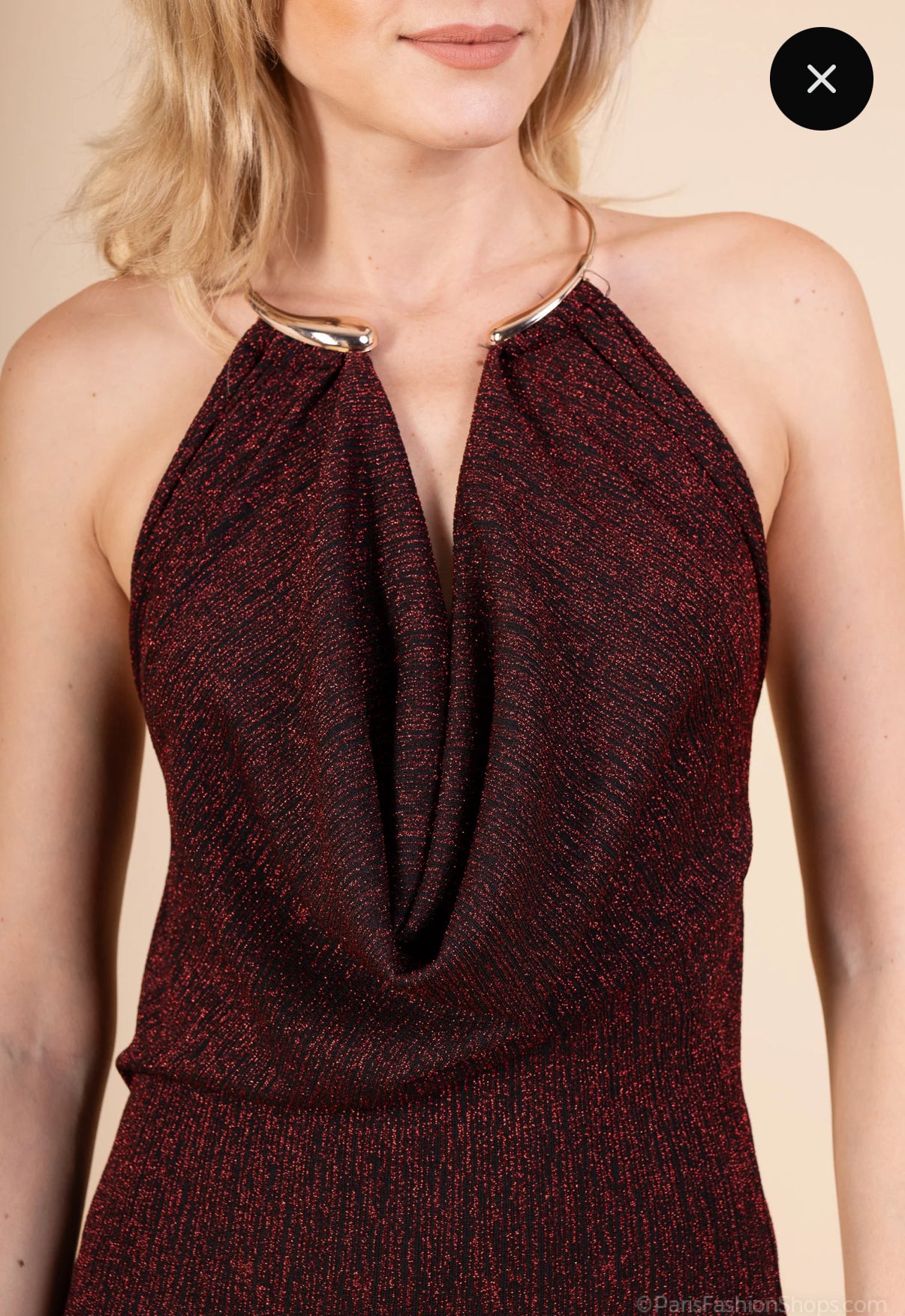 Robe soirée avec accessoires dorée