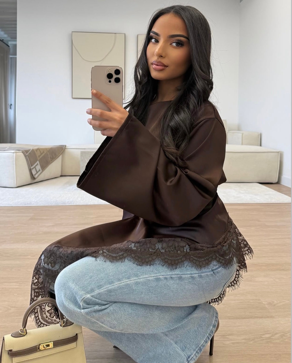 Chemise longue avec dentelle