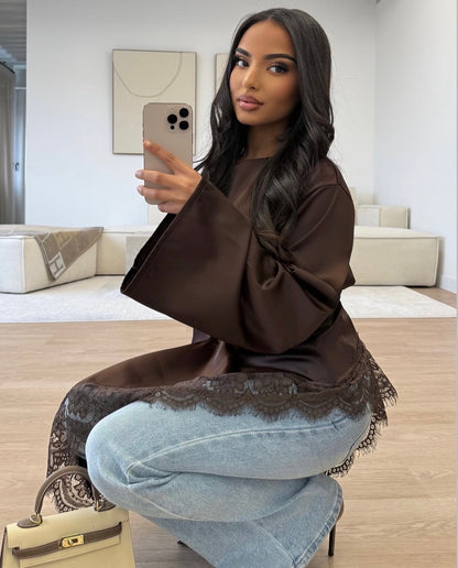 Chemise longue avec dentelle