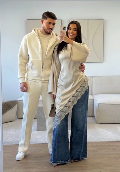 Chemise longue avec dentelle