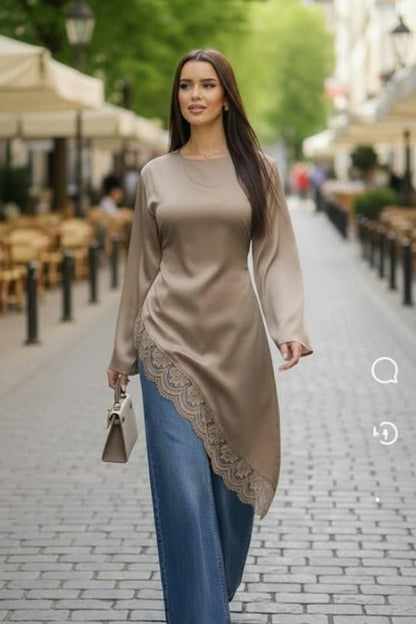 Chemise longue avec dentelle