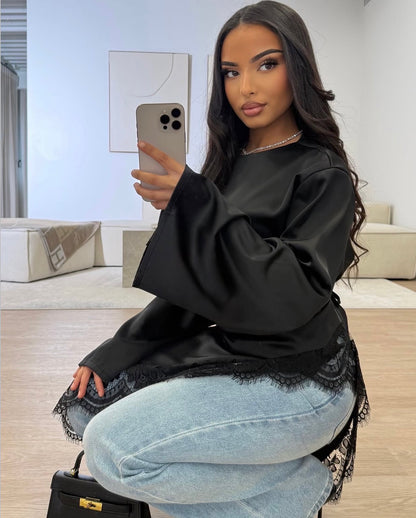 Chemise longue avec dentelle